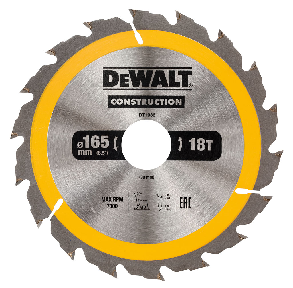 DeWALT Accessoires DT1936-QZ Cirkelzaagblad 165 x 30 mm 18T ATB 20°