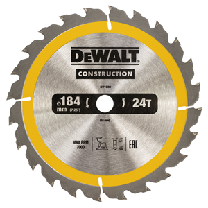 DeWalt Accessoires DT1939-QZ Cirkelzaagblad 184 x 16 mm 24T ATB 16°