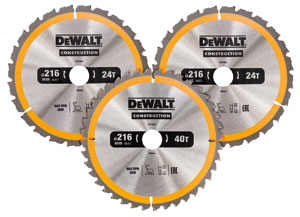DeWalt Accessoires DT1962-QZ Cirkelzaagblad 216 x 30 mm 3-Pack DT1952-QZ + DT1953-QZ