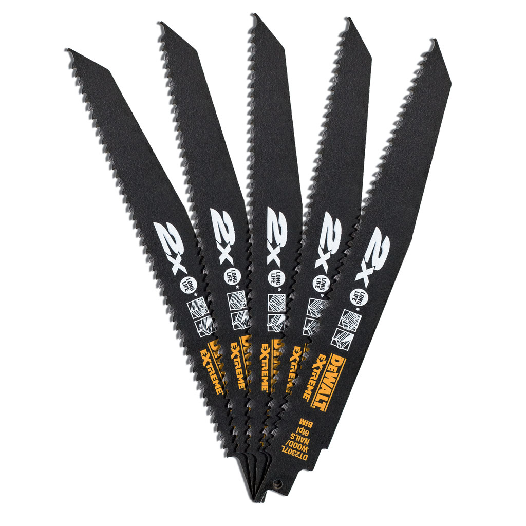 DEWALT Accessoires DT2307L-QZ 2x Demolition 228 x 4.2 mm Reciprozaagbladen (5 stuks) voor Hout + spijkers