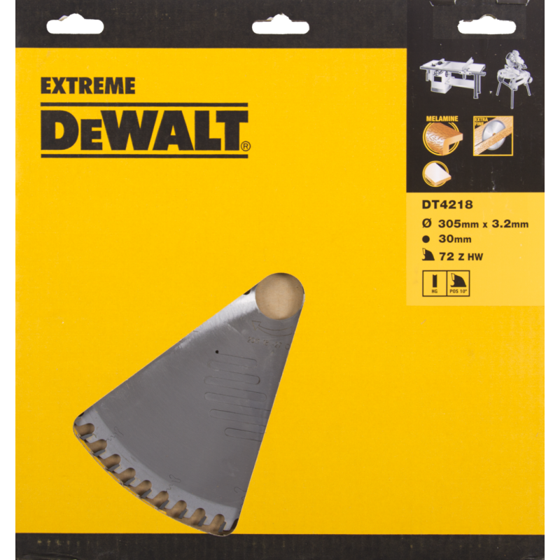 DeWalt Accessoires DT4218-QZ DT4218 HM zaagblad 305 x 30 x 72T Melamine