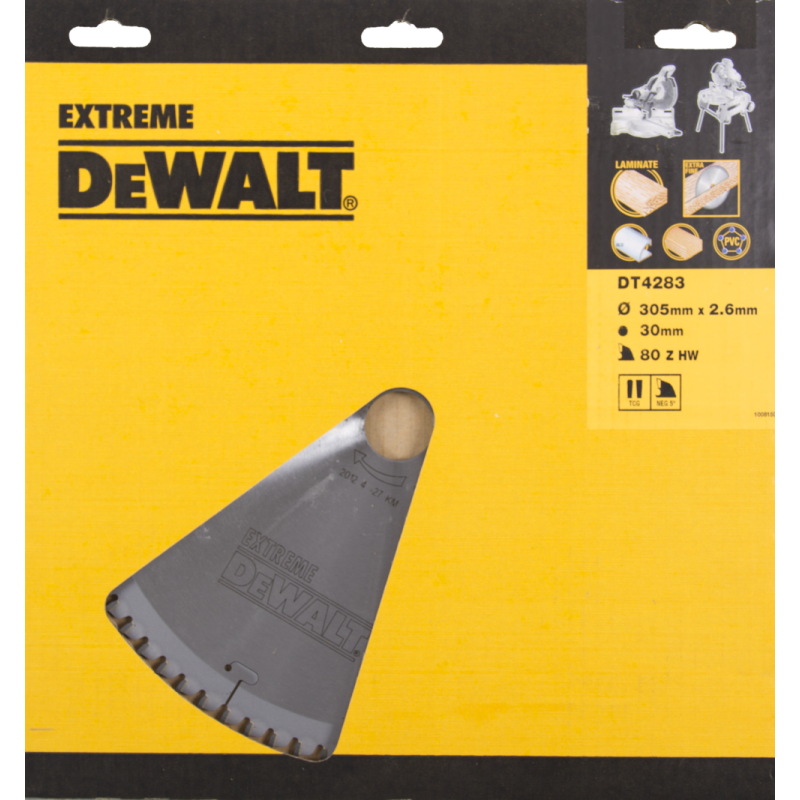 DeWalt Accessoires DT4283-QZ DT4283 HM zaagblad 305 x 30 x 80T trapezium, negatief 5° Laminaat Alu extra fijne afwerking