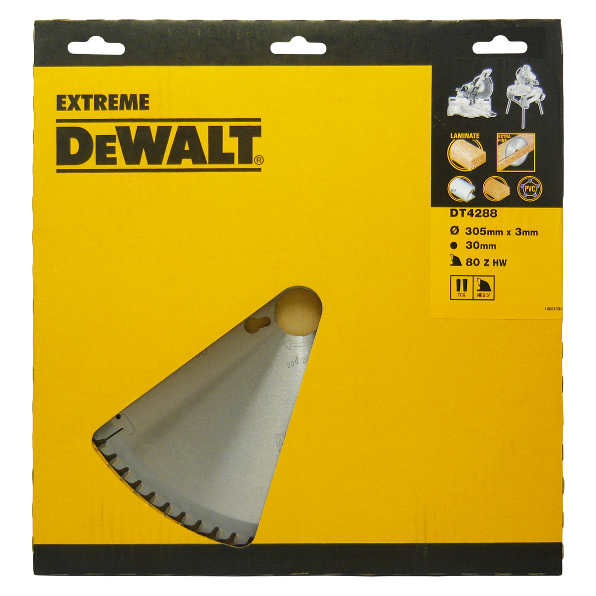 DeWalt Accessoires DT4288-QZ DT4288 HM zaagblad 305 x 30 x 80T trapezium, negatief 5° Laminaat, Alu extra fijne afwerking