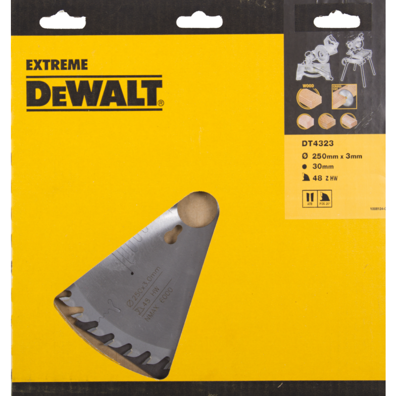 DeWalt Accessoires DT4323-QZ DT4323 HM zaagblad 250 x 30 x 48T wisseltand, positief 10°