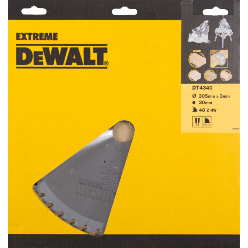 DeWalt Accessoires DT4340-QZ DT4340 HM zaagblad 305 x 30 x 48T wisseltand, positief 10° Hout universeel