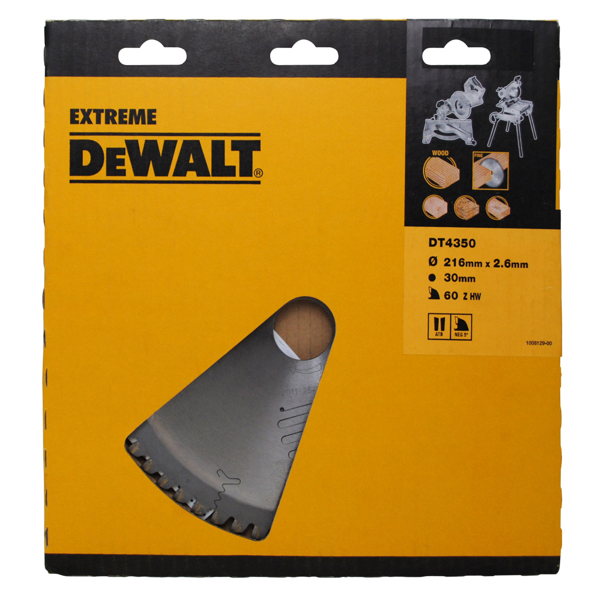 DeWalt Accessoires DT4350-QZ DT4350 HM zaagblad 216 x 30 x 60T wisseltand, negatief 5°