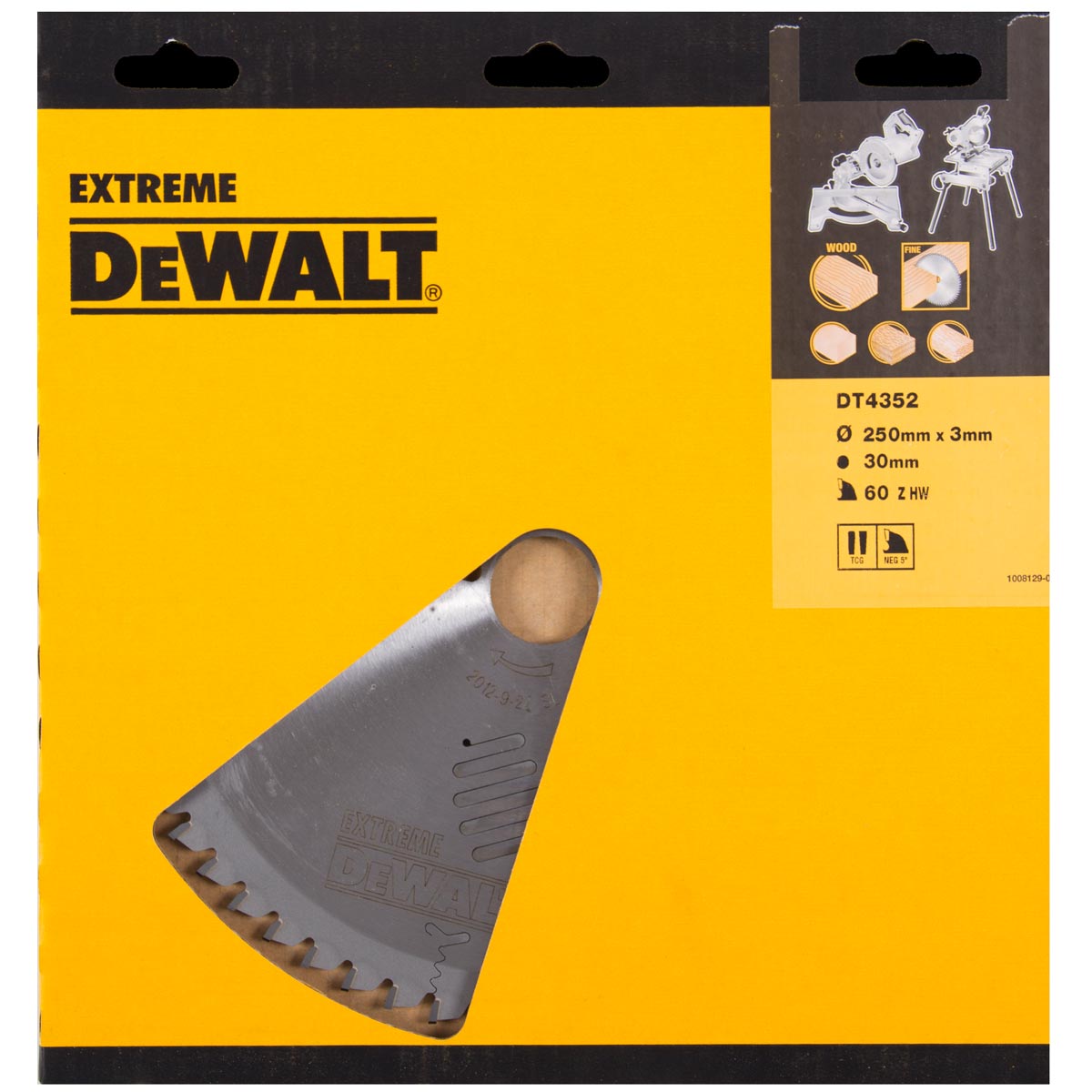 DeWalt Accessoires DT4352-QZ DT4352 HM zaagblad 250 x 30 x 60T trapezium, negatief 5°