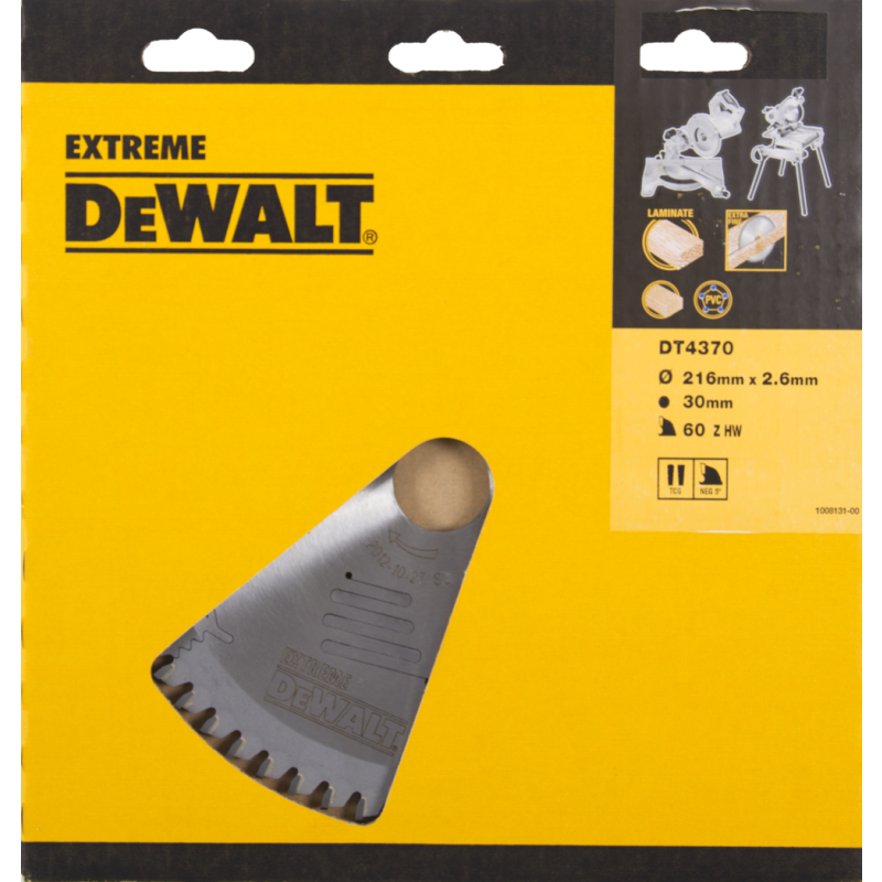 DeWalt Accessoires DT4370-QZ DT4370 HM zaagblad 216 x 30 x 60T trapezium, negatief 5°