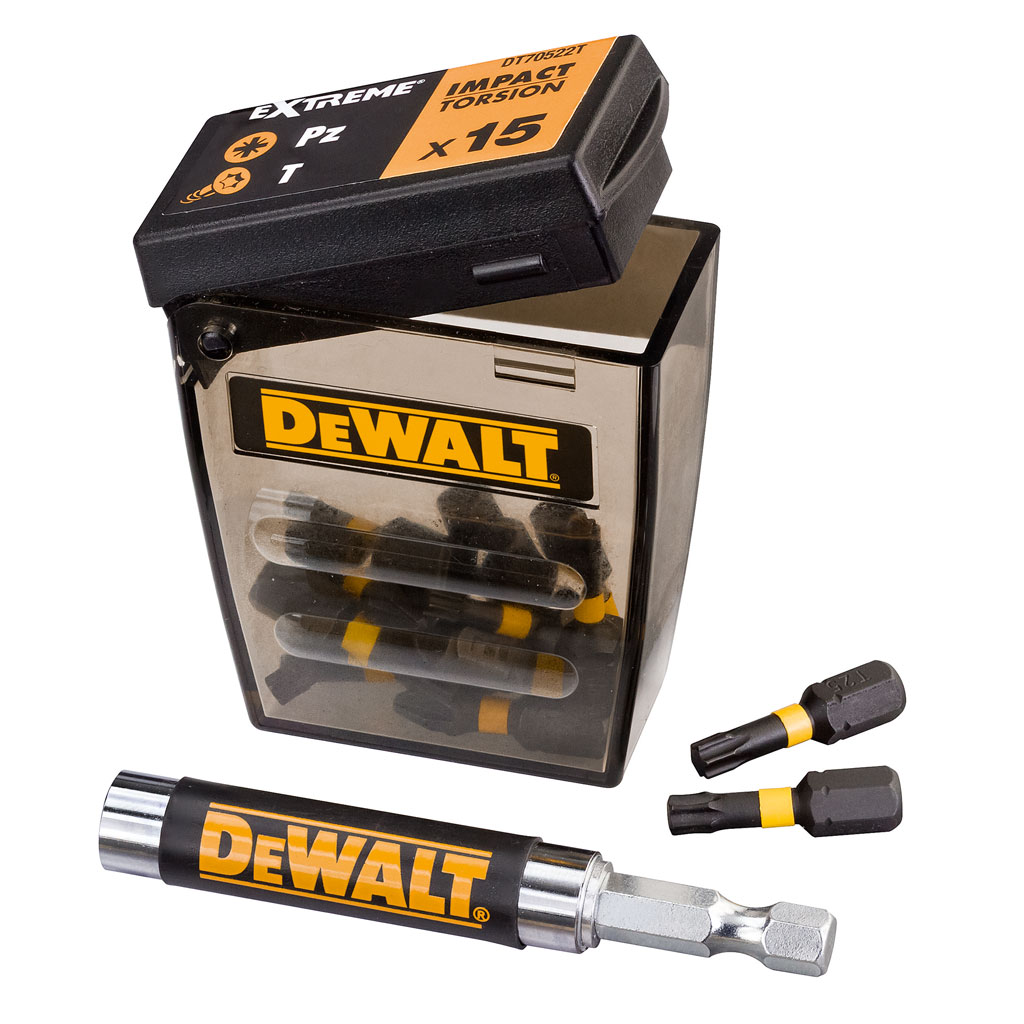 DeWalt Accessoires DT70522T-QZ IMPACT Torsion 15-delige Bitset + Schroefgeleider