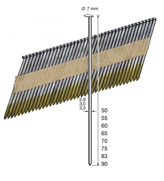 Dutack 5150038 Stripspijker 2.8x50mm 34º Ring RVS 5000 stuks