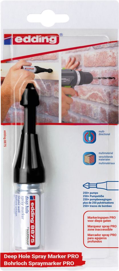 Edding ED066527 Markeerspray diep gat E-8875 PRO blister zwart