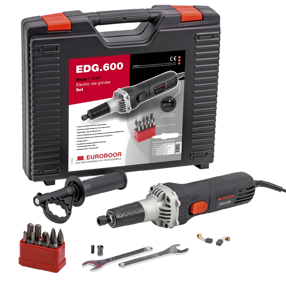 Euroboor 30514100008004 EDG.600 SET EU2 Stiftslijper 600 watt in koffer incl. 10 stiftfrezen
