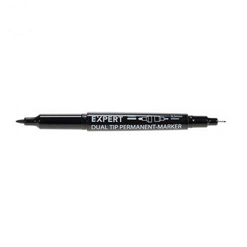 EXPERT EX-8431010 DUAL Permanentmarker lijnbreedte 1mm & 0,5mm zwart