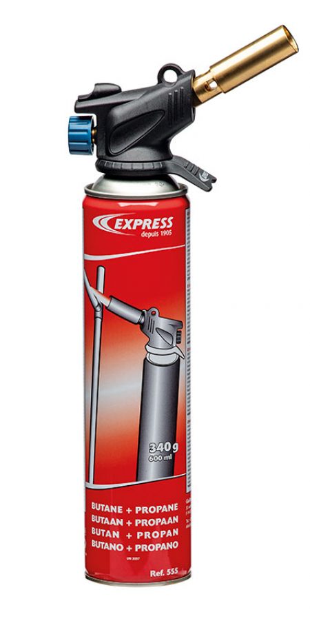 Express 342 342 Soldeerlamp / gasbrander met Piëzo, omkeerbaar - gaspatroon 555 inclusief