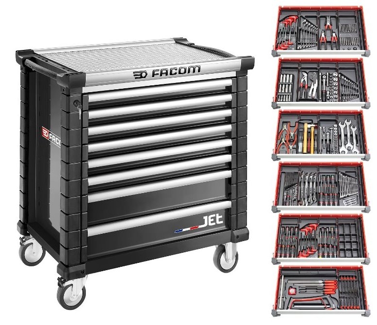 Facom JETCM215GBNL Gereedschapwagen Gevuld 215-delig zwart