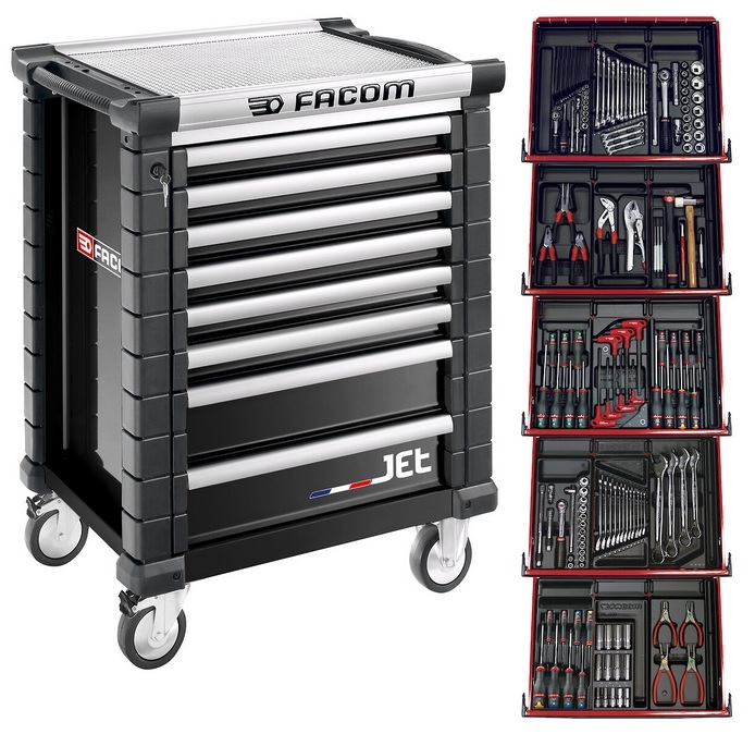 Facom JETCM175GBNL Gereedschapswagen Gevuld Zwart