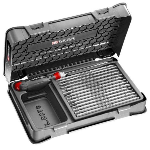 Facom ATCL.2A15 Protwist Bitschroevendraaier met ratel en T-Handvat incl. 15 Bleds