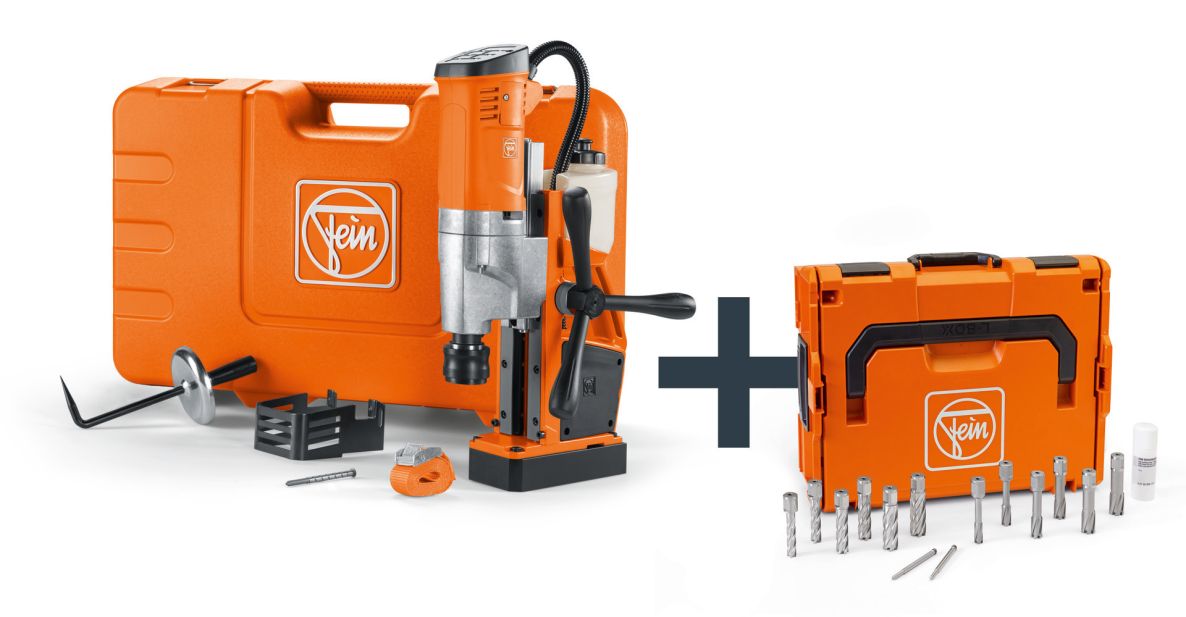 Fein 72705463000 KBU 35 QW Structural Steel-Set 3/4 in Weldon Universal magneet-kernboormachine tot 35 mm met gebruikersset in koffer + L-BOXX koffer