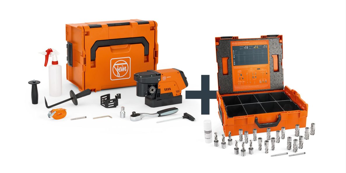 Fein 72732364000 KBC 36 MAGFORCE Structural Steel-Set 3/4 in Weldon Compacte Magneet-kernboormachineset in L-BOXX koffersets