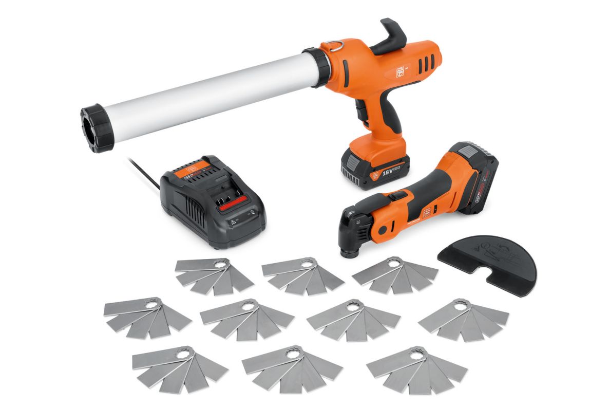 Fein 71902360000 Combideal Voegrenovatie set 2 machines AKP 18-600 AS + AMM 700 1.7 Q AS 2x 18V 4.0Ah accu's en lader