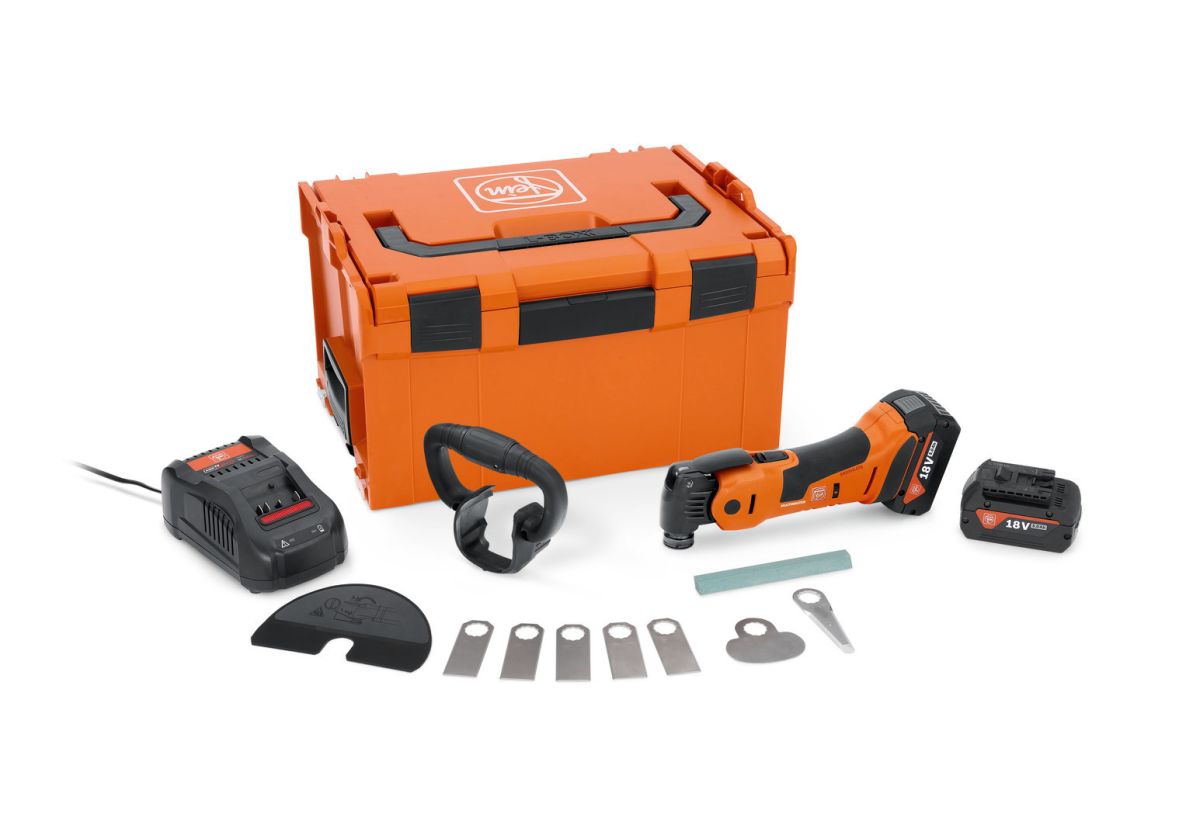 Fein 71293763000 AMM 700 1.7 Q AS Accu-multitool voor voegenrenovatie 2x 18V 5.0Ah accu's en lader in L-BOXX koffer