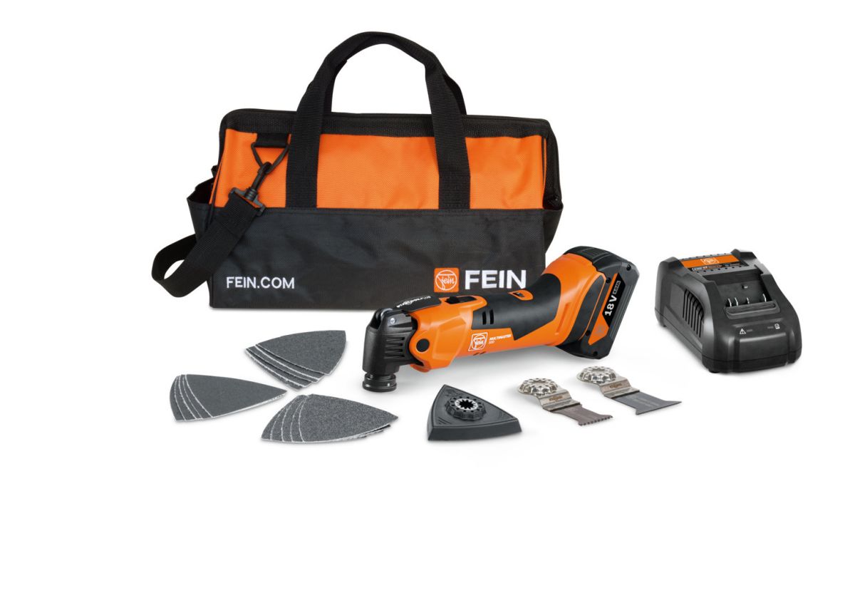 Fein 71293870000 AMM 500 PLUS AS Accu-multitoolset 1x 18V 2.0Ah accu en lader in nylon tas
