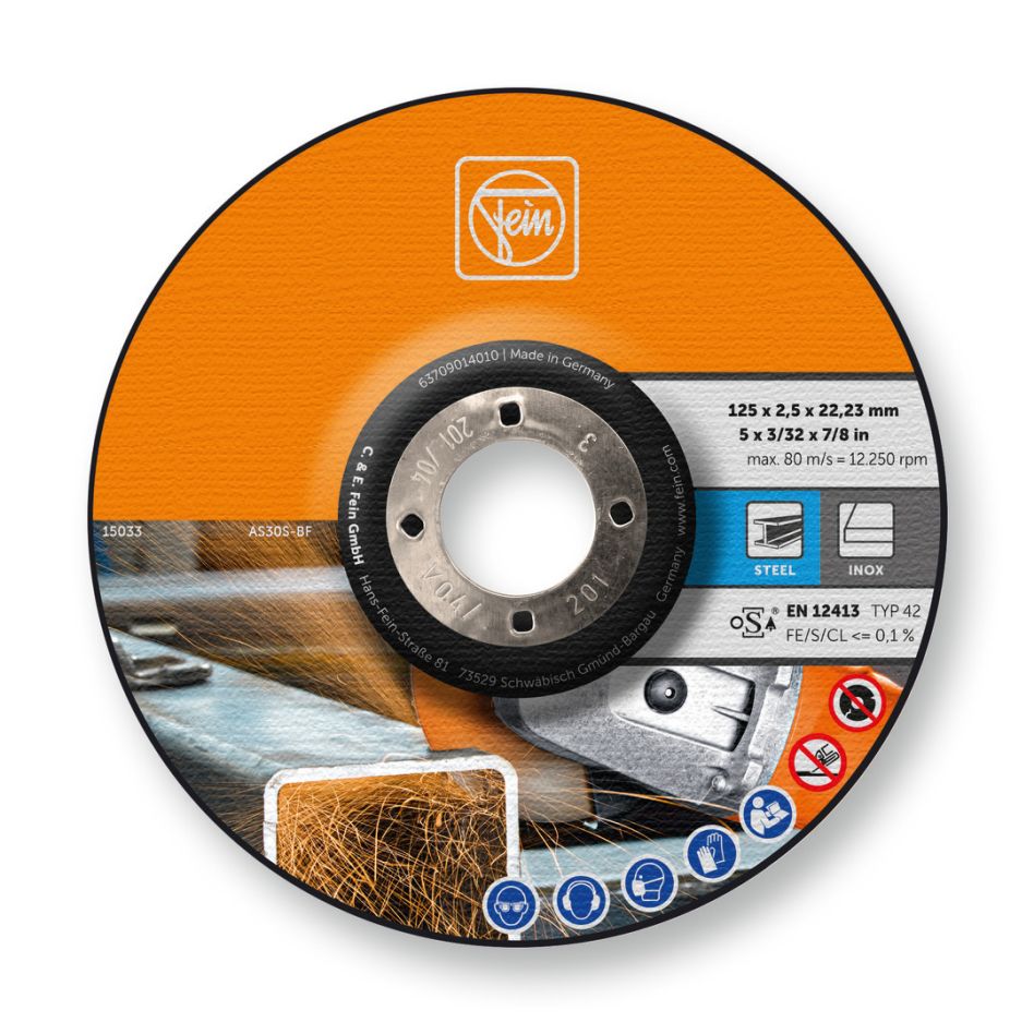 Fein Accessoires 63709014010 Doorslijpschijf staal/RVS 125x22,23x2,5mm 25ST