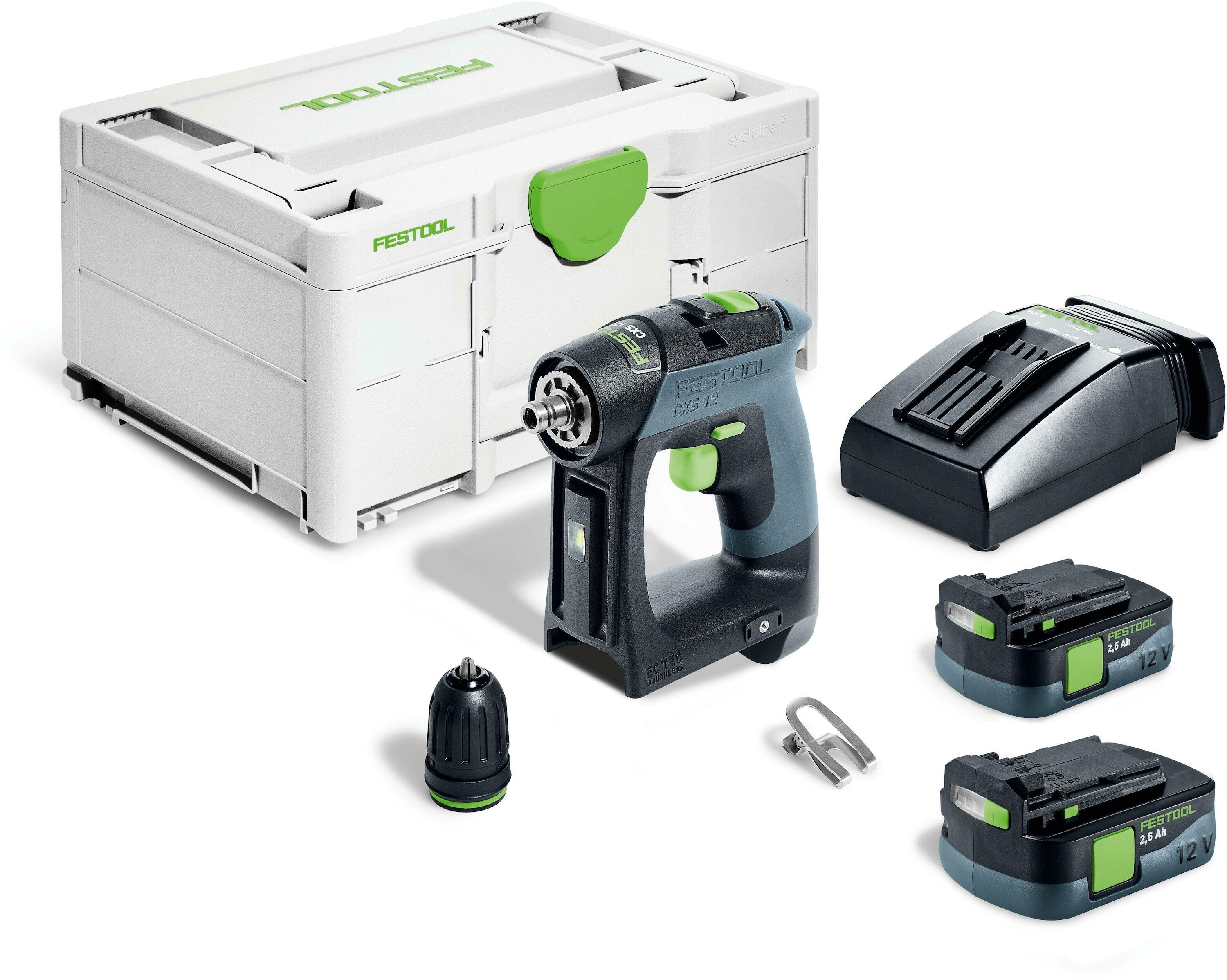 Festool 576864 Accu-schroefboormachine CXS 12 2,5-Plus 2x 12V 2.5Ah accu en lader in koffer
