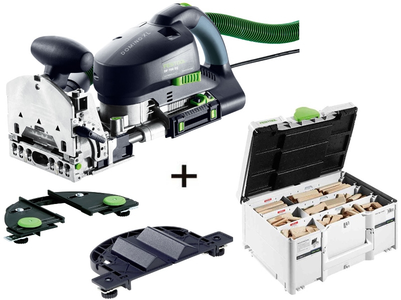 Festool DF700XL-Set1 Dominofreesmachine DF700EQ-Plus+ DOMINO DF700 XL assortiment systainer DS/XL + LA-DF Lijstaanslag + RA-DF Ronde Aanslag