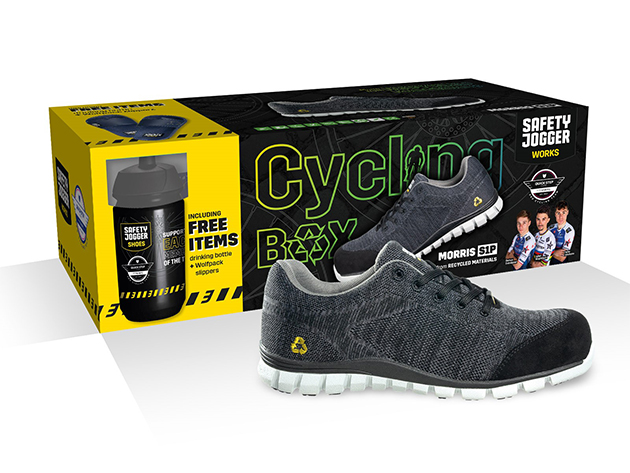 Safety Jogger CBMORRIS Fietsdoos met Morris S1P veiligheidsschoen, pantoffels en drinkfles