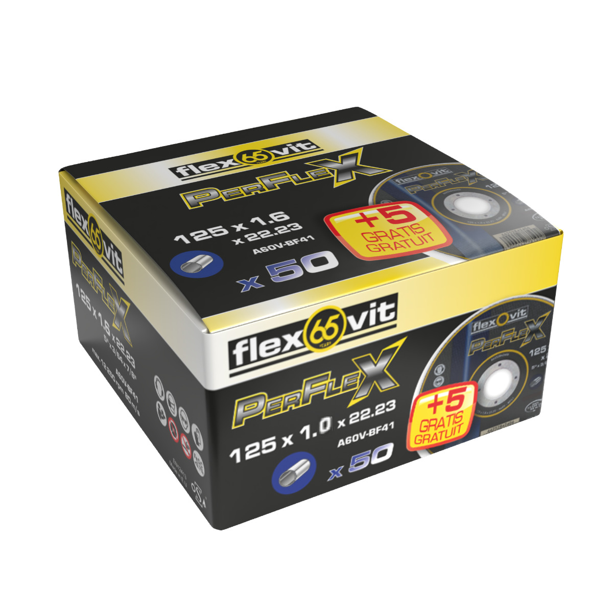 Flexovit 66252850061 Perflex Doorslijpschijven 125 x 1 mm 50+5 stuks