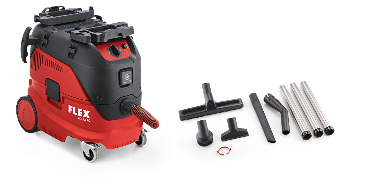 Flex-tools 465674 VCE33L AC-Set Veiligheidsstofzuiger met automatische filterreiniging, 30 L, klasse L + reinigingsset