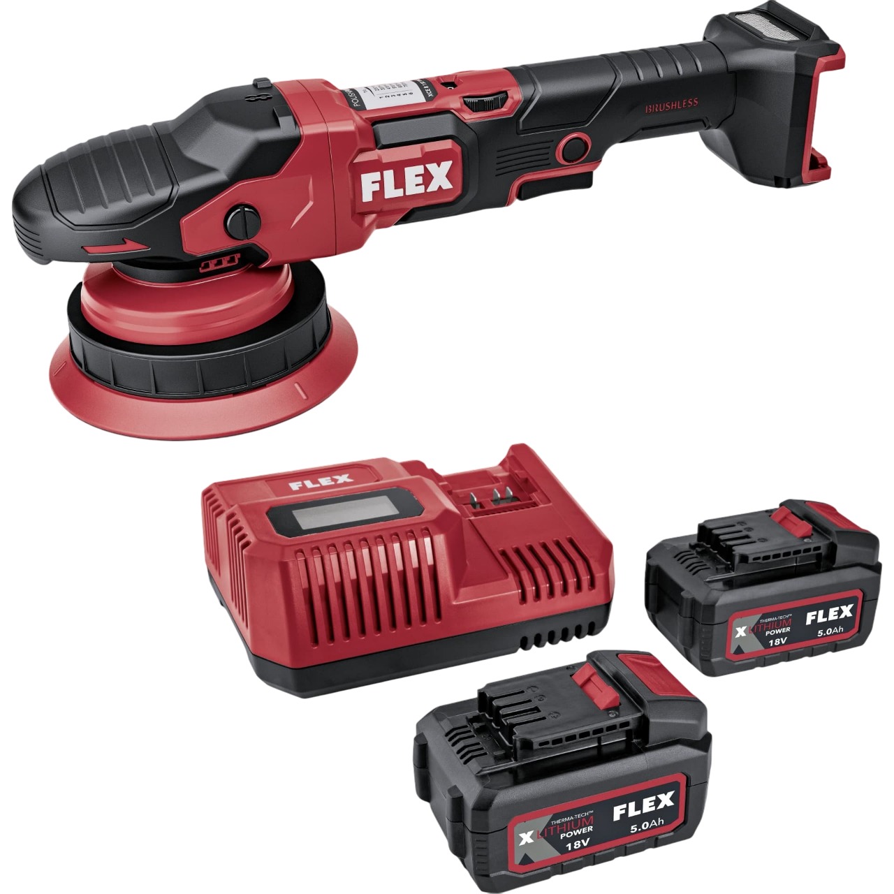 Flex-tools 533020 XCE 8 150 18-EC Set Accu Polijstmachine 18 V 2x5.0 Ah in doos