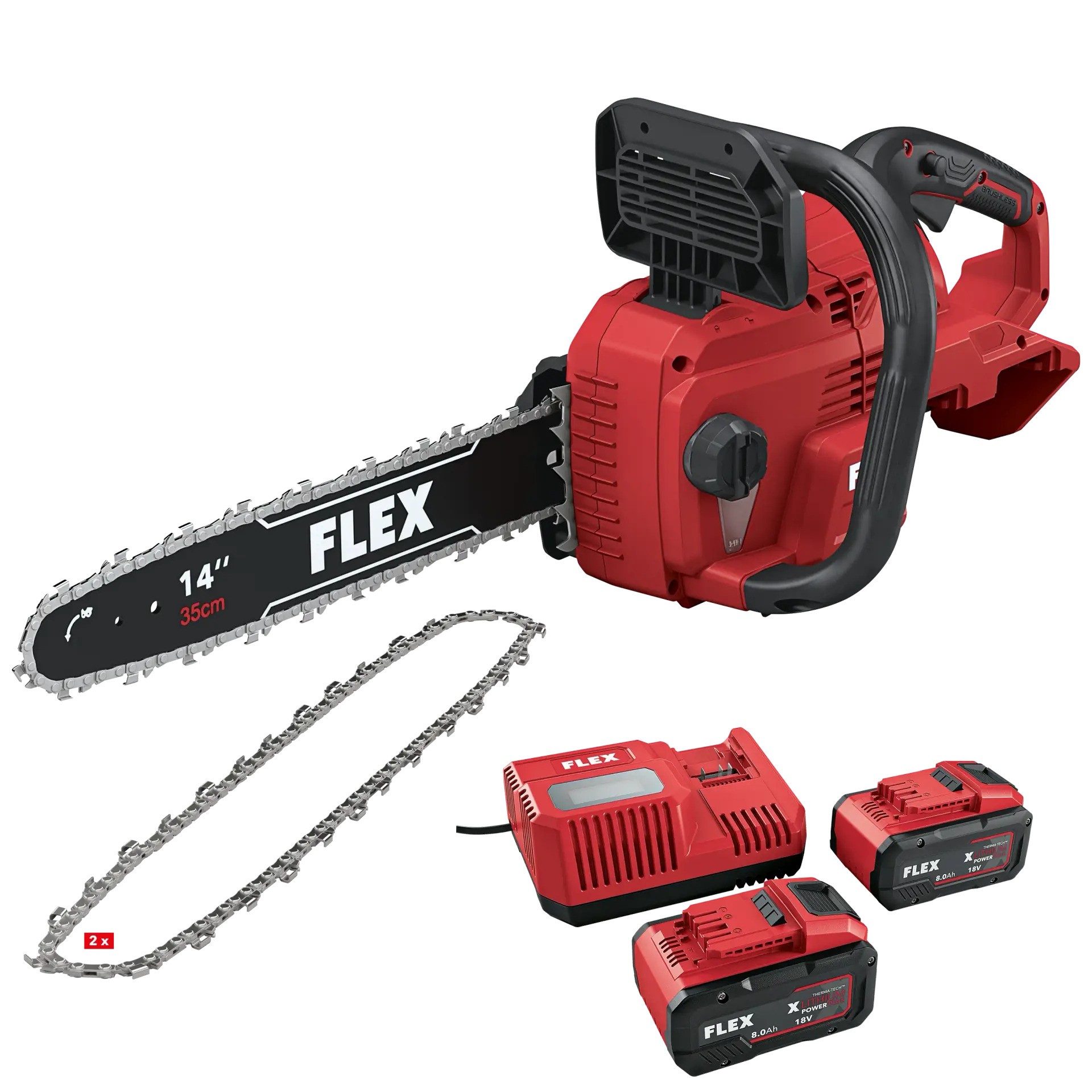 Flex-tools 535186 GCS 35 2x18-EC + P-SET 88 R Accu Kettingzaag 2 x 18V 8.0Ah Li-Ion