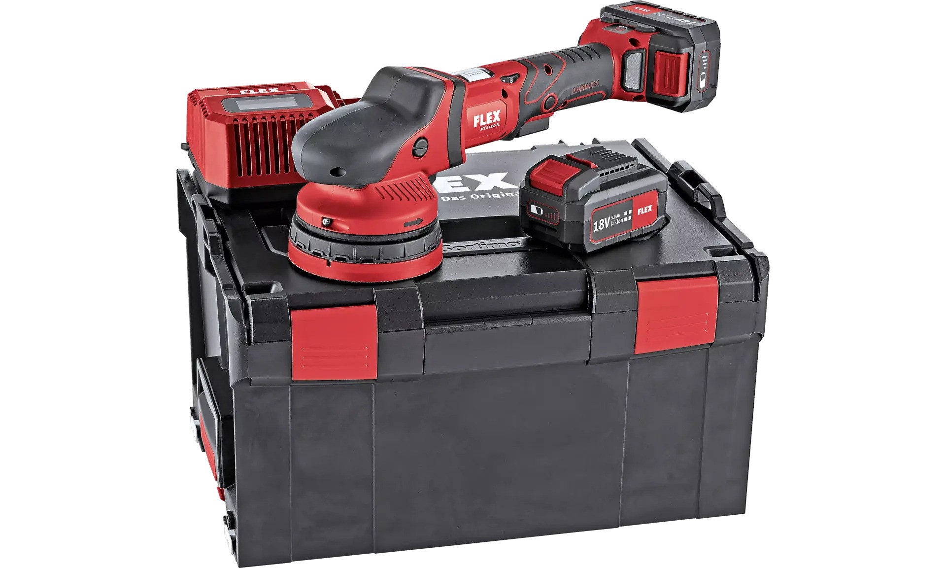 Flex-tools 461245 XCE 8 125 18.0-EC/5.0 P-SET Accu excentrische polijstmachine met gekoppelde aandrijving 18V 5.0Ah Li-Ion in L-Boxx + accessoires