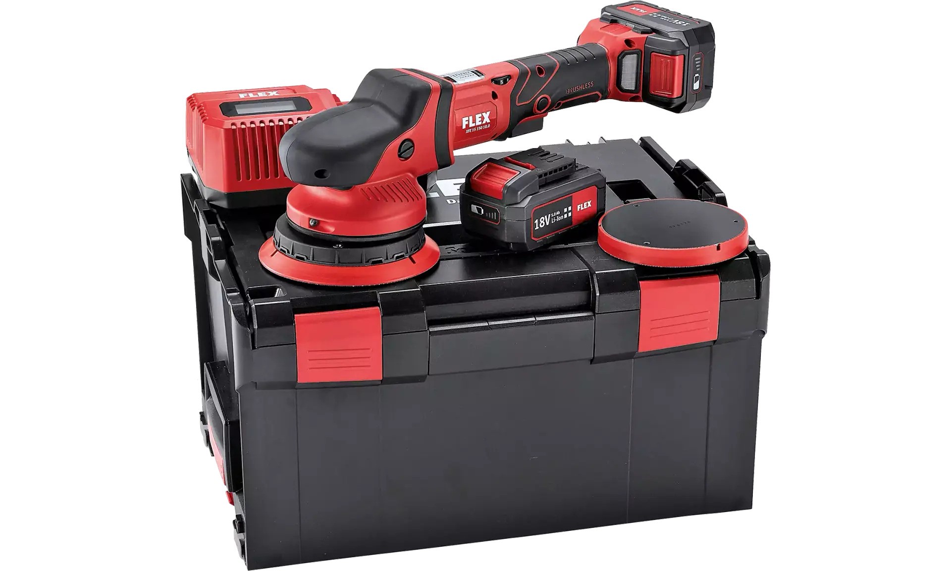 Flex-tools 461237 XFE 15 150 18.0-EC/5.0 P-Set Accu excentrische polijstmachine 18V 5.0Ah Li-Ion in L-Boxx + accessoires
