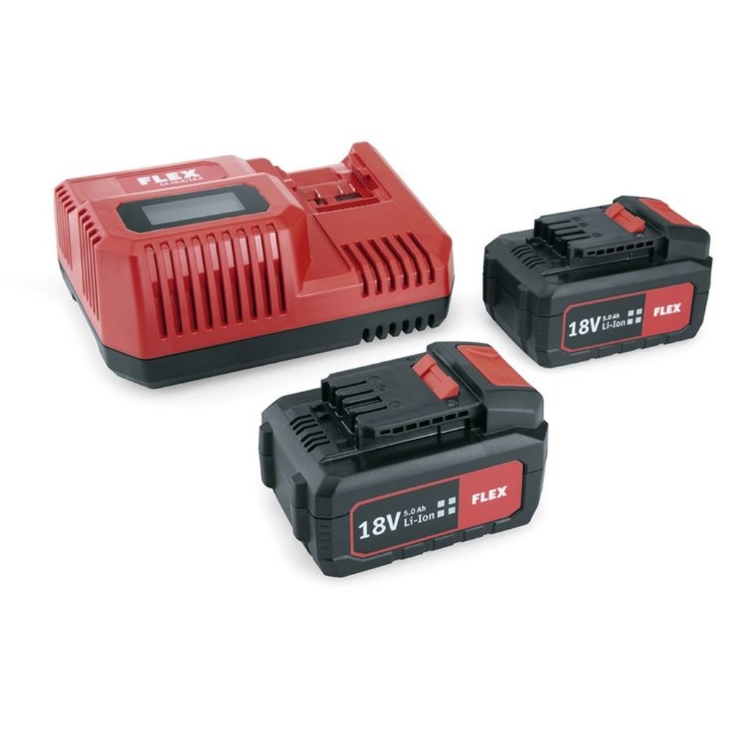 Flex-tools Accessoires 532739 P-Set 55 R Accu Set 18V 5.0Ah - 2 x AP18.0/5.0 accu + CA10.8/18.0 Snellader