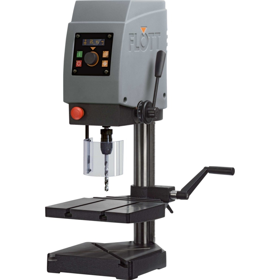 Flott 212503 TB 13 Plus MK II - tafelboormachine met draadsnijinrichting, tussentafel, LED-verlichting en digitaal OLED-display
