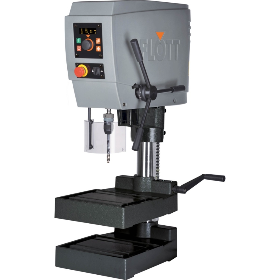 Flott 220105 TB 20 Plus - tafelboormachine met draadsnijinrichting, tussentafel, LED-verlichting en digitaal OLED-display