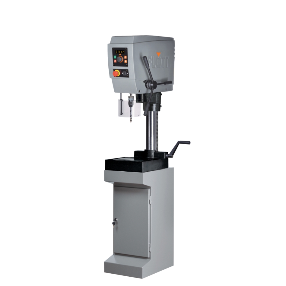 Flott 220110 TBZ 20 Plus - tafelboormachine met draadsnijinrichting, kophoogteverstelling, LED-verlichting en digitaal OLED-display
