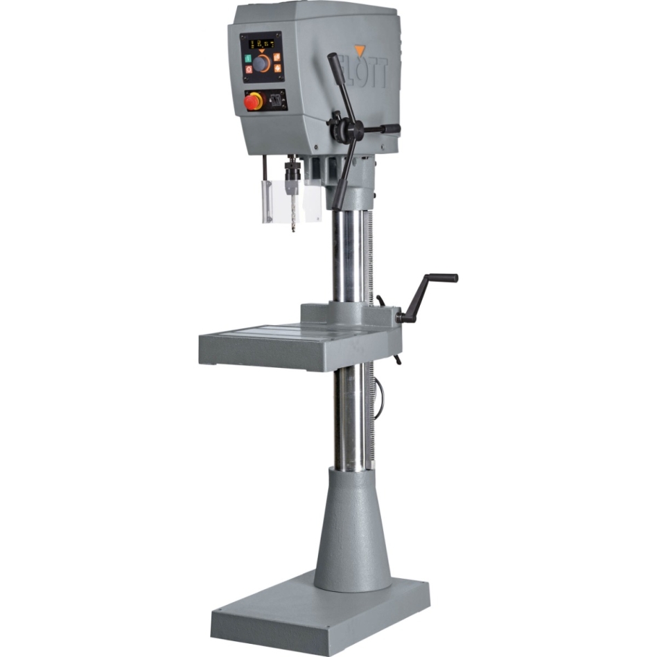 Flott 223025 SB 23 Plus R2 MK II - Kolomboormachine met draadsnijinrichting, tussentafel, LED-verlichting en digitaal OLED-display