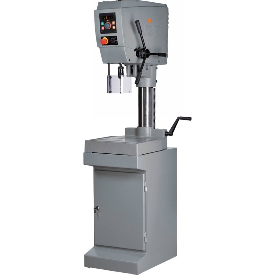 Flott 225012 TBZ 25 Plus MK III - tafelboormachine met draadsnijinrichting, ZONDER tussentafel, kophoogteverstelling, LED-verlichting en digitaal OLED-display