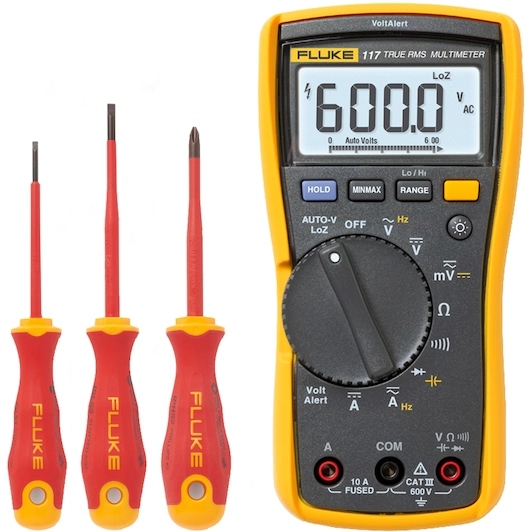 Fluke 5133953 IB117L Multimeter voor elektriciens & 3 geïsoleerde schroevendraaiers