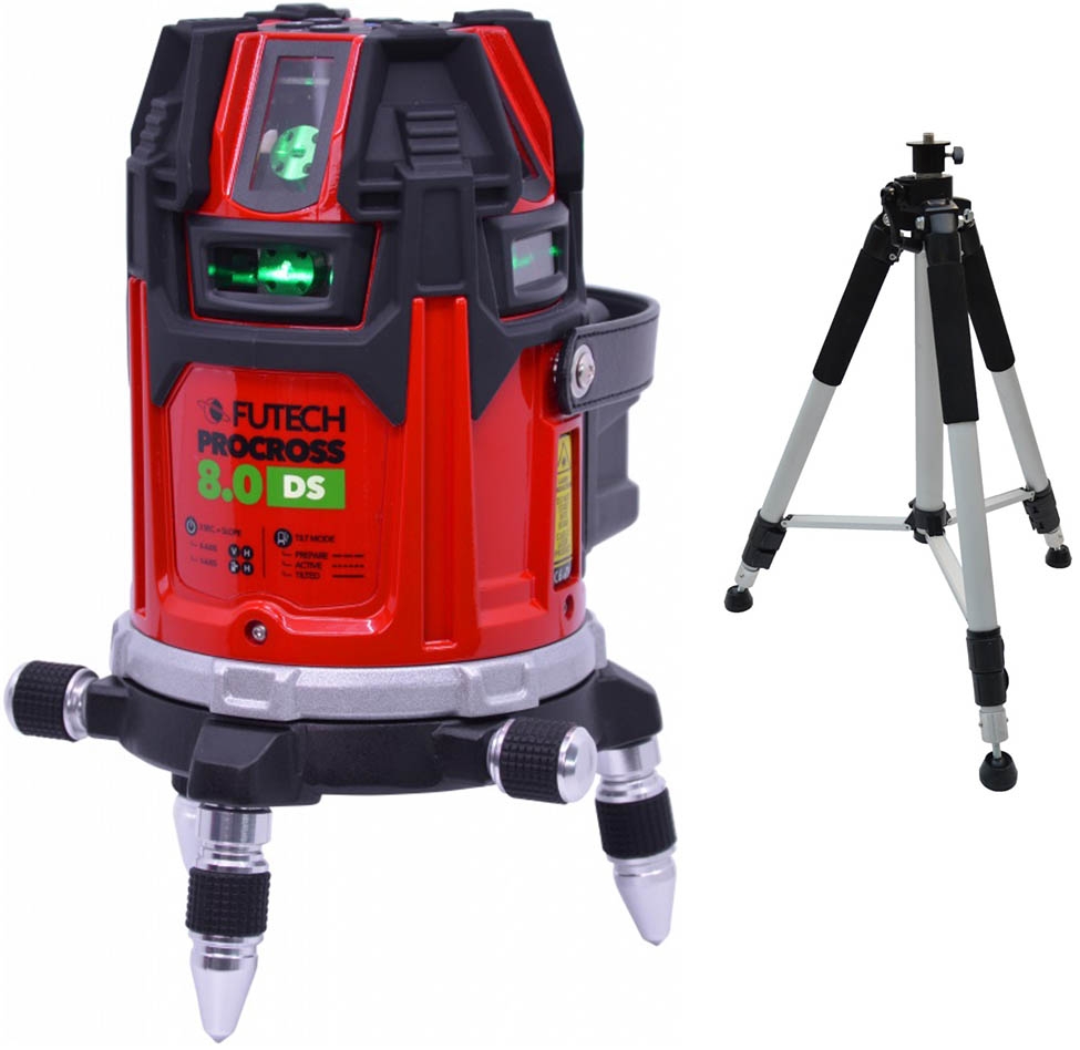 Futech 044.80G-B Procross 8.0 DS Groen kruislijnlaser 8 lijnen + statief 300 cm