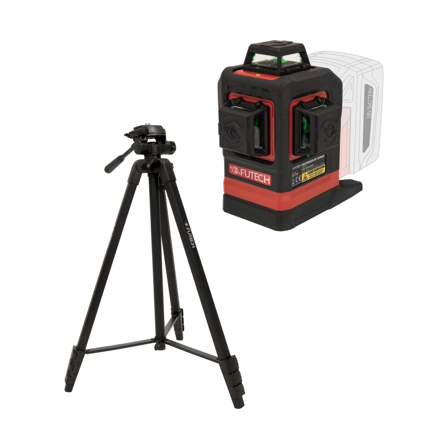 Futech 036.3DG-G Multicross 3D Floor Accu-kruislijnlaser incl. Statief in koffer