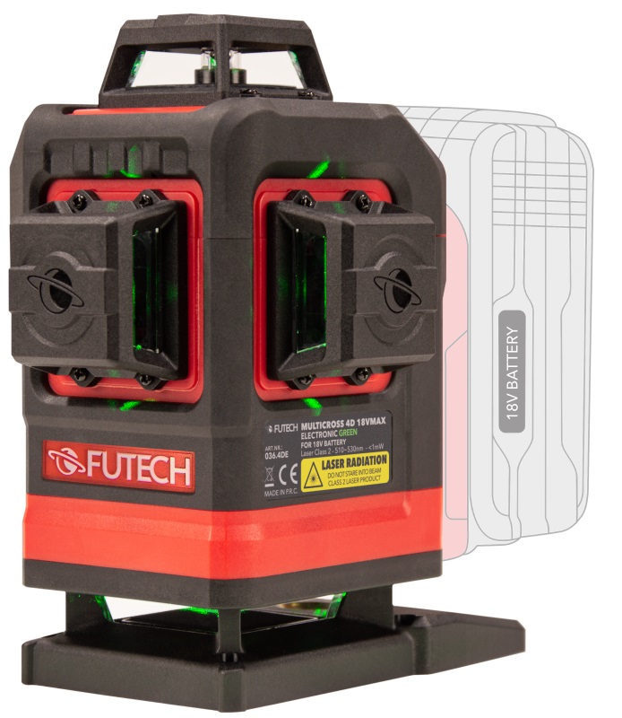 Futech 036.4DE MC4DE 18V MAX 4D Accu-Kruislijnlaser excl. accu in koffer