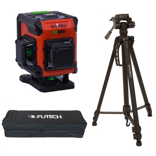 Futech 026.3FG-S Multicross 3D Floor Accu-kruislijnlaserset groen incl. accu en statief in tas