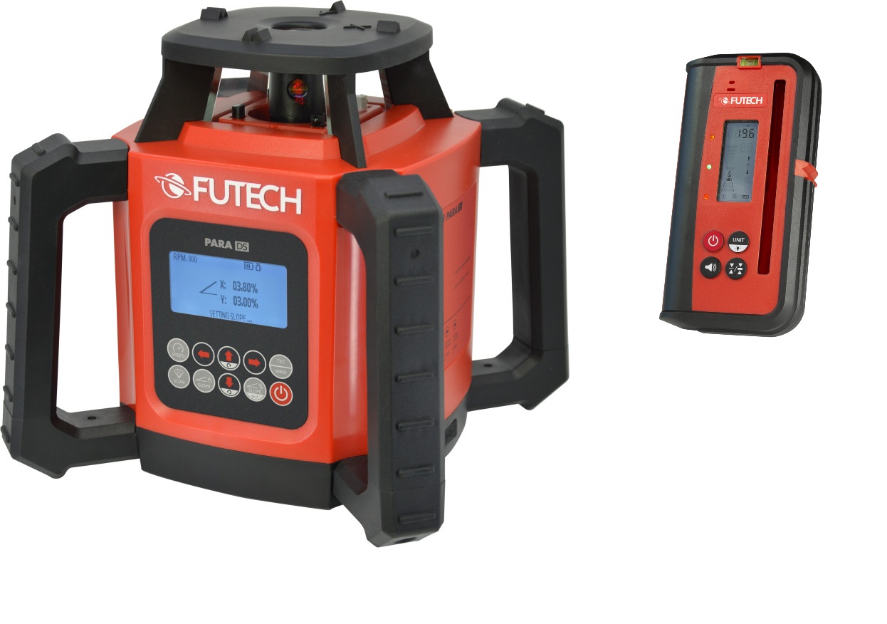 Futech 052.05R.50-P Para DS Rood Rotatielaser + Para Receiver MM ontvanger + Statief 330cm + meetlat 240cm