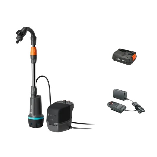 Gardena 14605-20 Accu Regentonpomp 2200 Auto 18V P4A Set incl. 2,5 Ah en lader in doos