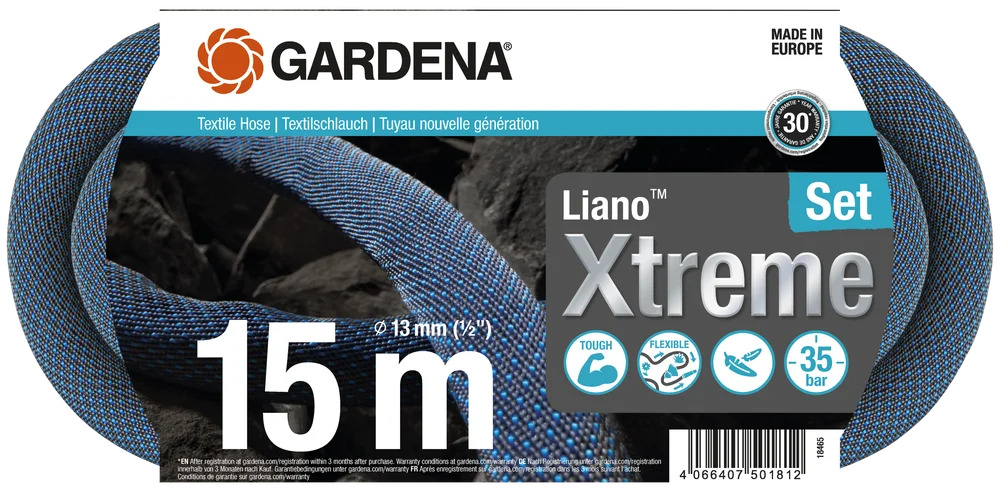 Gardena 18465-20 Textielslang Liano™ Xtreme 15m Ø 13mm, Set